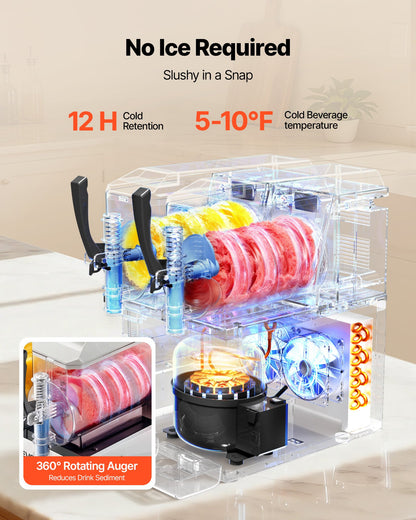 VEVOR Slushie Machine, 3L/100oz x 2 Tank Slushy Machine for Home, No Ice Needed Frozen Drink Maker, Margarita Maker with Self-Cleaning, for Frozen Margaritas, Frappés, Milkshake & More - CGXXRJ25X23LBBJ9F001V1 - view 4