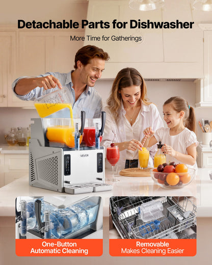 VEVOR Slushie Machine, 3L/100oz x 2 Tank Slushy Machine for Home, No Ice Needed Frozen Drink Maker, Margarita Maker with Self-Cleaning, for Frozen Margaritas, Frappés, Milkshake & More - CGXXRJ25X23LBBJ9F001V1 - view 6