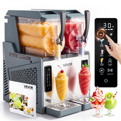 VEVOR Slushie Machine, 4L/135oz x 2 Tank Slushy Machine for Home, No Ice Needed Frozen Drink Maker, Margarita Maker with Self-Cleaning, for Frozen Margaritas, Frappés, Milkshake & More - CGXXRJ25X24LT0XJF001V1 - view 1