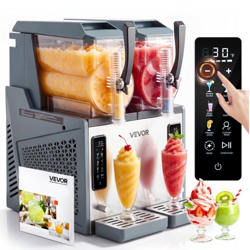 VEVOR Slushie Machine, 4L/135oz x 2 Tank Slushy Machine for Home, No Ice Needed Frozen Drink Maker, Margarita Maker with Self-Cleaning, for Frozen Margaritas, Frappés, Milkshake & More - CGXXRJ25X24LT0XJF001V1 - view 2