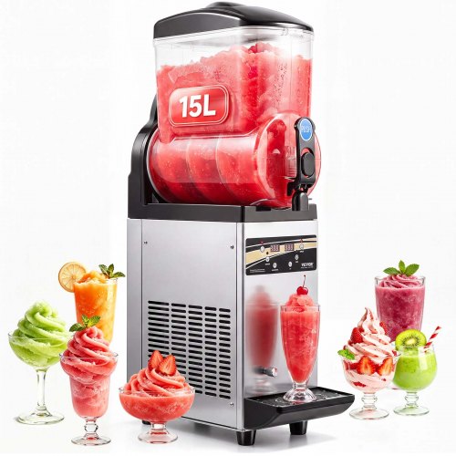 VEVOR Commercial Frozen Drink Maker, 15L Single Tank Slushy Machine, 60 Cups Stainless Steel Margarita Smoothie Frozen Drink Machine, Slushie Maker for Home Party Restaurants Cafe Bars - CGXXRJX115LDWAYUYV1 - view 2