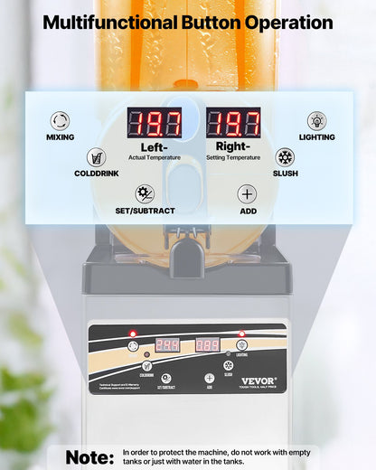 VEVOR Commercial Frozen Drink Maker, 15L Single Tank Slushy Machine, 60 Cups Stainless Steel Margarita Smoothie Frozen Drink Machine, Slushie Maker for Home Party Restaurants Cafe Bars - CGXXRJX115LDWAYUYV1 - view 5