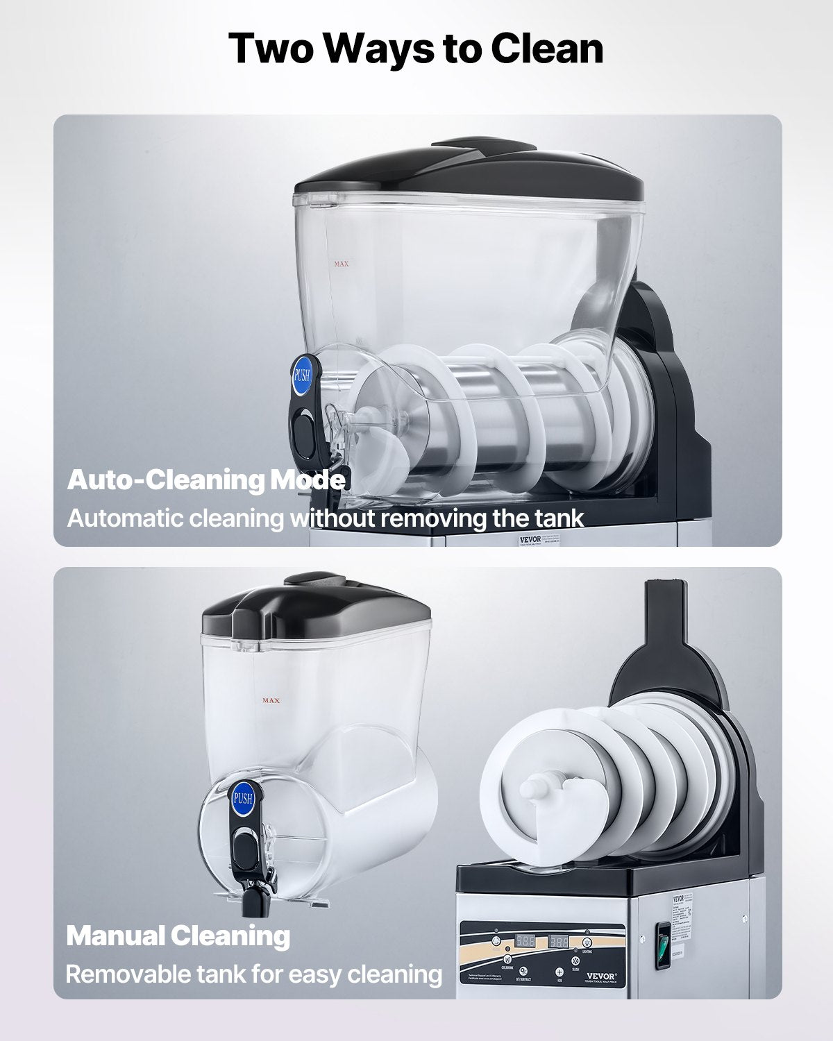 VEVOR Commercial Frozen Drink Maker, 15L Single Tank Slushy Machine, 60 Cups Stainless Steel Margarita Smoothie Frozen Drink Machine, Slushie Maker for Home Party Restaurants Cafe Bars - CGXXRJX115LDWAYUYV1 - view 6