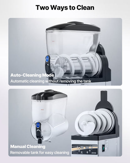 VEVOR Commercial Frozen Drink Maker, 15L Single Tank Slushy Machine, 60 Cups Stainless Steel Margarita Smoothie Frozen Drink Machine, Slushie Maker for Home Party Restaurants Cafe Bars - CGXXRJX115LDWAYUYV1 - view 6