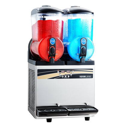VEVOR Commercial Frozen Drink Maker, 15Lx2 Double Tank Slushy Machine, 120 Cups Stainless Steel Margarita Smoothie Frozen Drink Machine, Slushie Maker for Home Party Restaurants Cafe Bars - CGXXRJX215LSN1G19V1 - view 10