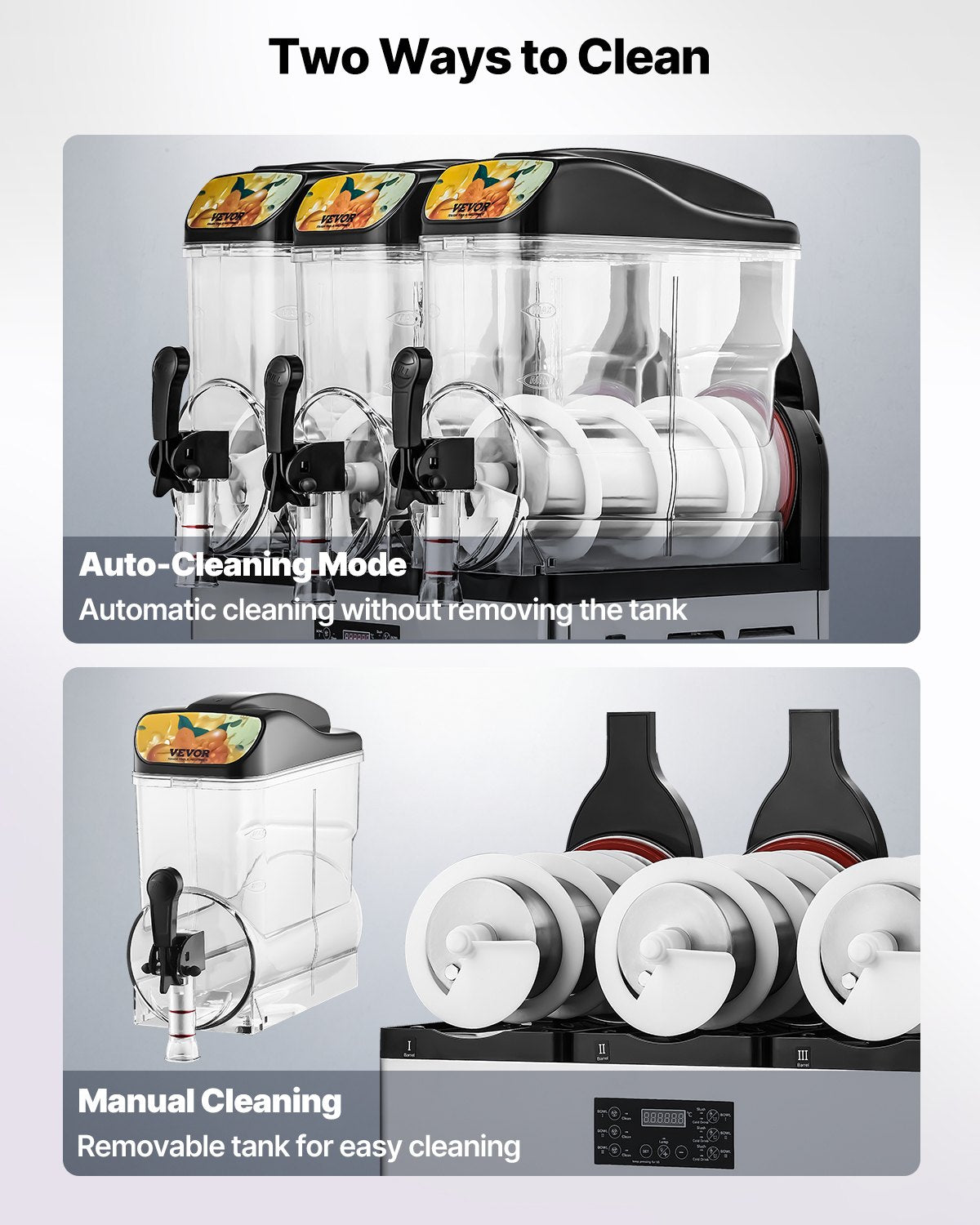 VEVOR Commercial Frozen Drink Maker, 15Lx3 Triple Tank Slushy Machine, 180 Cups Stainless Steel Margarita Smoothie Frozen Drink Machine, Slushie Maker for Home Party Restaurants Cafe Bars - CGXXRJX315LS56A98V1 - view 6