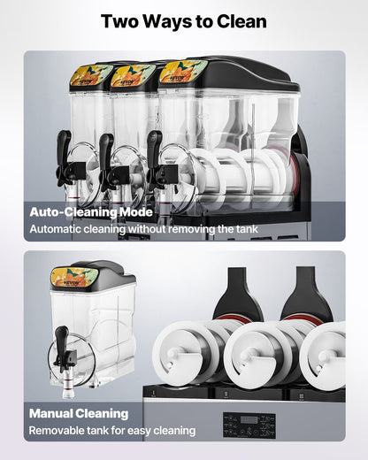 VEVOR Commercial Frozen Drink Maker, 15Lx3 Triple Tank Slushy Machine, 180 Cups Stainless Steel Margarita Smoothie Frozen Drink Machine, Slushie Maker for Home Party Restaurants Cafe Bars - CGXXRJX315LS56A98V1 - view 6