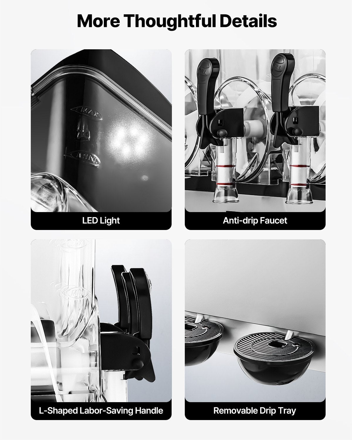 VEVOR Commercial Frozen Drink Maker, 15Lx3 Triple Tank Slushy Machine, 180 Cups Stainless Steel Margarita Smoothie Frozen Drink Machine, Slushie Maker for Home Party Restaurants Cafe Bars - CGXXRJX315LS56A98V1 - view 7