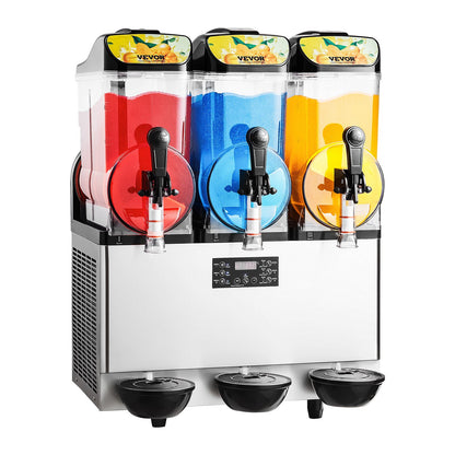 VEVOR Commercial Frozen Drink Maker, 15Lx3 Triple Tank Slushy Machine, 180 Cups Stainless Steel Margarita Smoothie Frozen Drink Machine, Slushie Maker for Home Party Restaurants Cafe Bars - CGXXRJX315LS56A98V1 - view 10