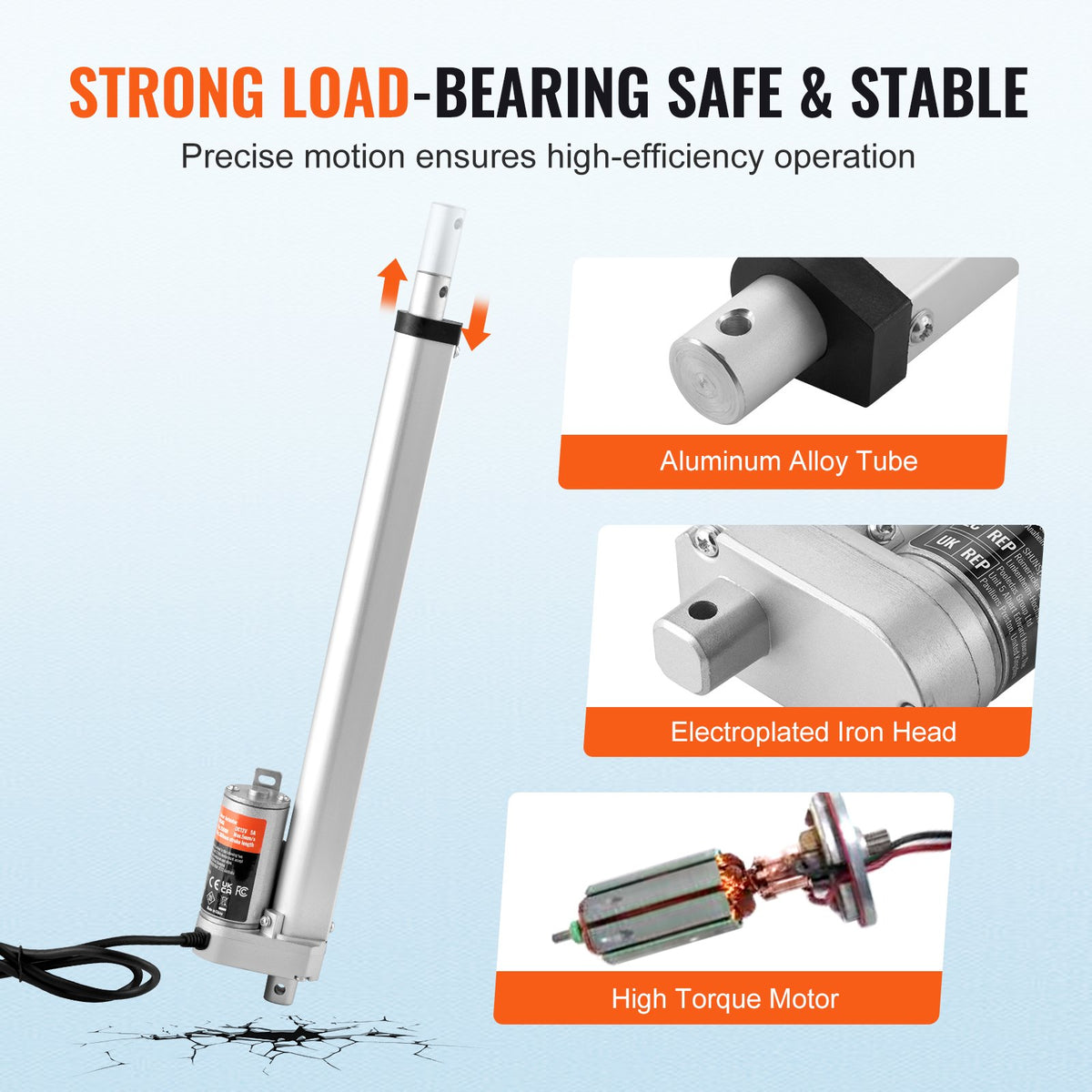 VEVOR Linear Actuator 12V, 12 Inch High Speed 0.55"/s Linear Actuator, 220lbs/1000N Linear Motion Actuator with Mounting Bracket and IP54 Protection - CGXXZXQ12INC9PILMV9 - view 6