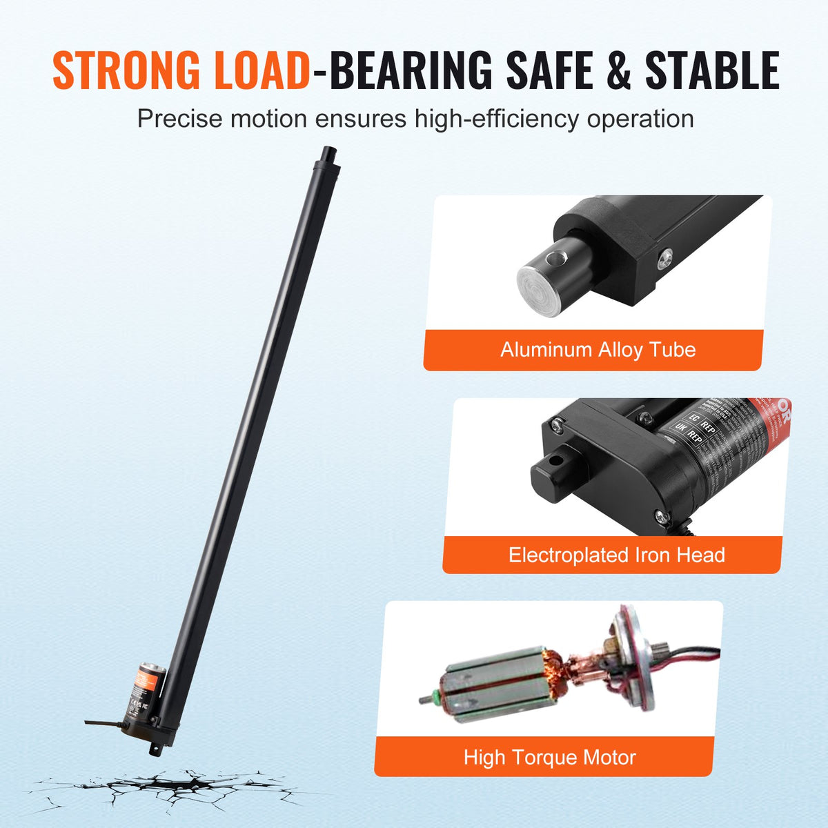 VEVOR Linear Actuator 12V, 20 Inch High Speed 0.55"/s Linear Actuator, 220lbs/1000N Linear Motion Actuator with Mounting Bracket and IP54 Protection - CGXXZXQ20INCR452NV9 - view 6