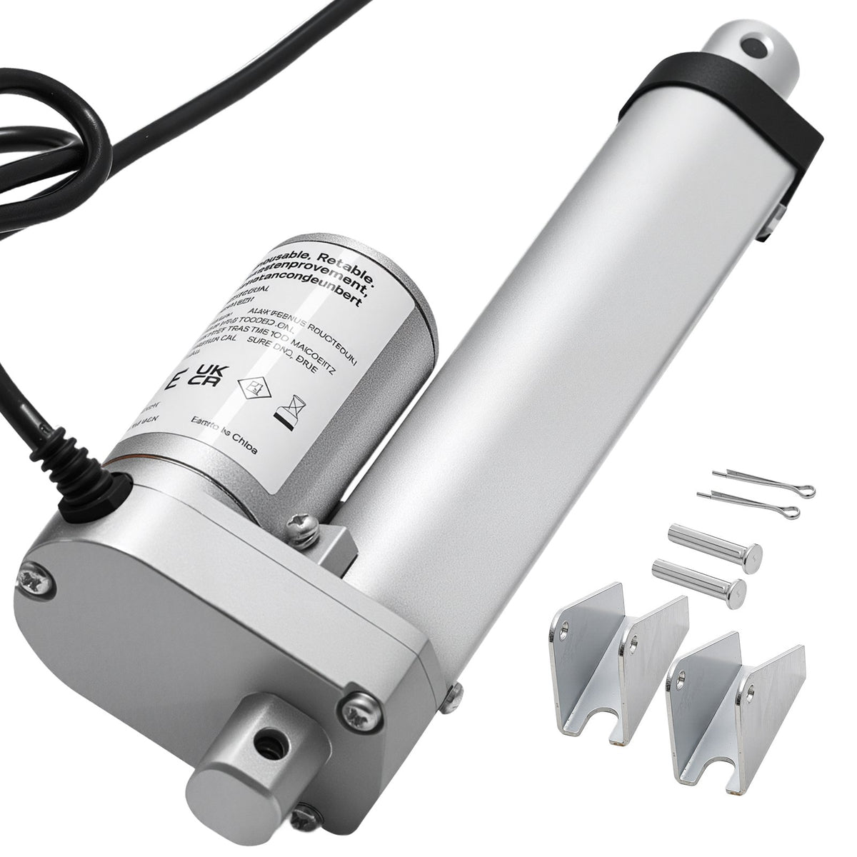 VEVOR 12V Linear Actuator, 4 Inch High Speed 0.6"/s Linear Motion Actuator, 225lbs/1000N with IP54 Protection & Mounting Bracket for Lift Desk, Recliner Chairs, Window Door Opener - CGXXZXQ4INCHGND8J001V9 - view 1