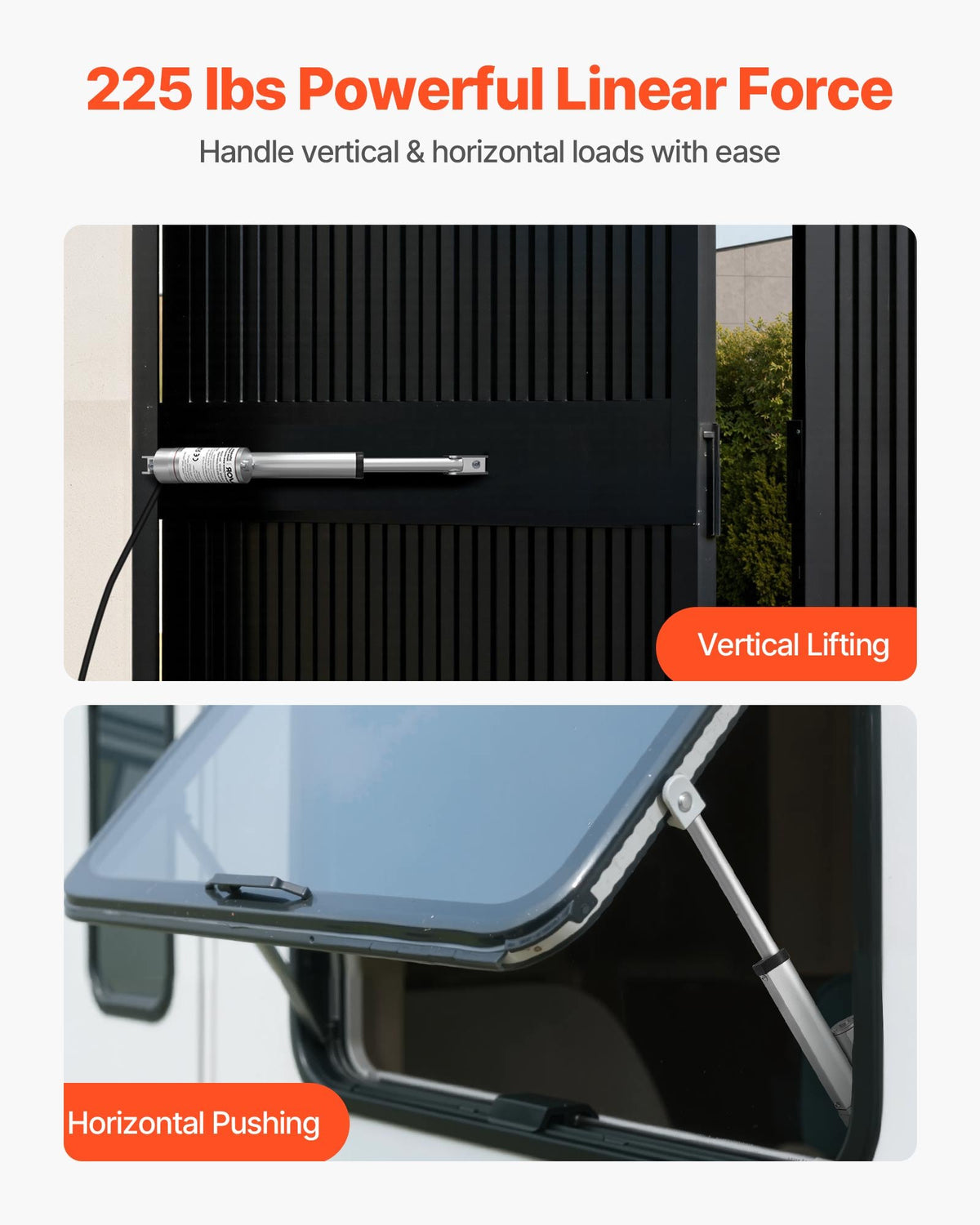 VEVOR 12V Linear Actuator, 4 Inch High Speed 0.6"/s Linear Motion Actuator, 225lbs/1000N with IP54 Protection & Mounting Bracket for Lift Desk, Recliner Chairs, Window Door Opener - CGXXZXQ4INCHGND8J001V9 - view 3