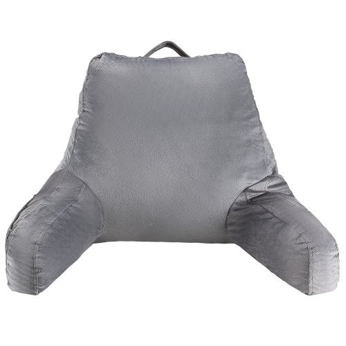 VEVOR Reading Pillow, Standard Size Bed Pillow with Shredded Memory Foam, Back Pillow with 3 Pockets and Washable Short Velvet Cloth, Top with Handle, for Watching TV, Reading, Gaming, Resting, Grey - CGYDZSTANDARWEC2U001V0 - view 2