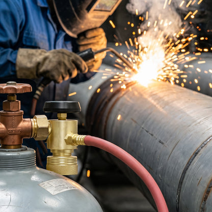 VEVOR CGA200 Acetylene Regulator for Small MC Tanks, AR-MC Air Acetylene Regulator Gauge with 3/8"-24 LH Outlet Connection, Heavy-Duty Brass Body for Welding Brazing Applications - CGYGDJQKQYGAL9U14001V0 - view 9