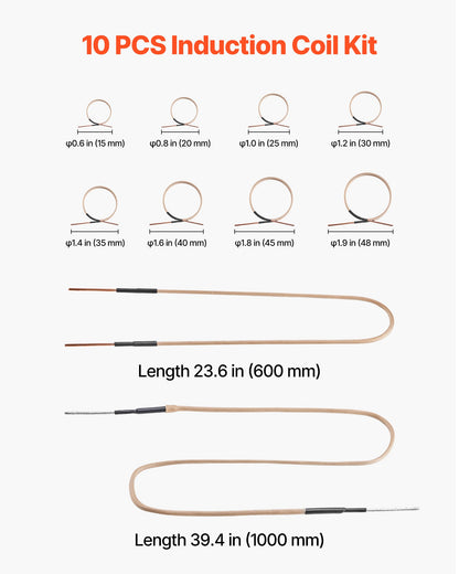 VEVOR 10PCS Magnetic Induction Heater Coil, Induction Heating Coil Accessories Kit with Flexibility and Long Lifespan, for Removing Rusty Bolts and Nuts, 8 Coils + 1 U-Shaped + 1 Free Forming - CGYJRQXQTJ10HY9QI001V0 - view 3