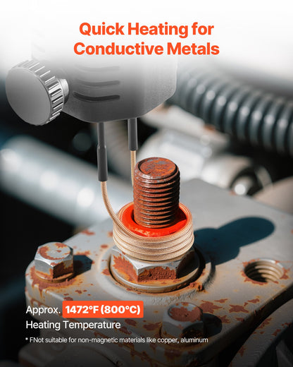 VEVOR 10PCS Magnetic Induction Heater Coil, Induction Heating Coil Accessories Kit with Flexibility and Long Lifespan, for Removing Rusty Bolts and Nuts, 8 Coils + 1 U-Shaped + 1 Free Forming - CGYJRQXQTJ10HY9QI001V0 - view 5