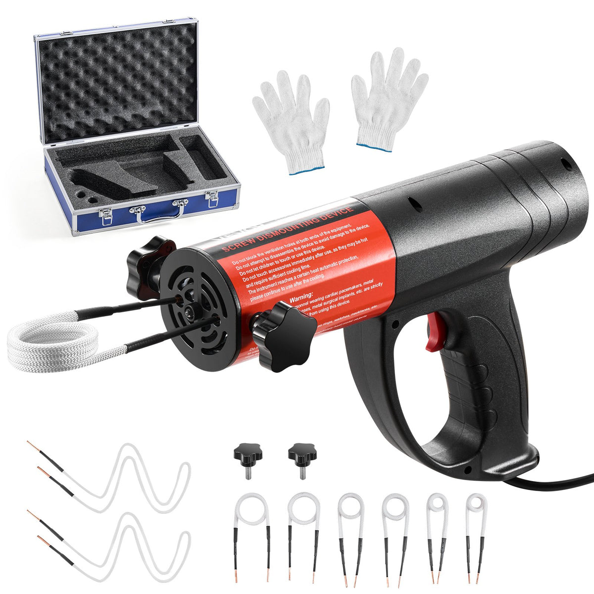 VEVOR Induction Heater Bolt Removal, 1500W 110V Magnetic Induction Heater Kit, Handheld Nut Buster Tool for Rusty Screw Removing, Car Garage Repairing Tools with 8 Coil and Box - CGYJRQZJTJSCFR1TX001V1 - view 1