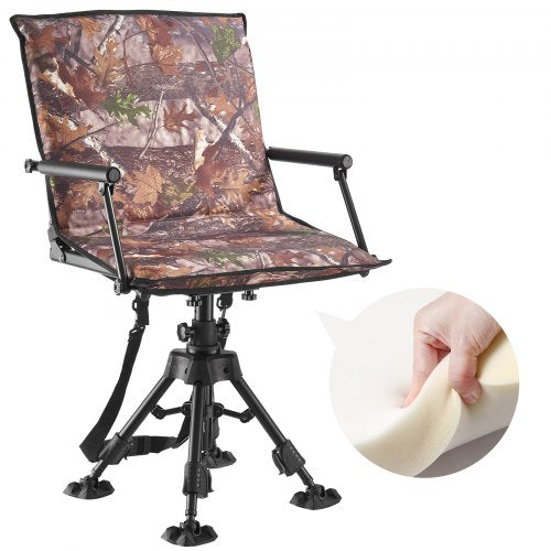 VEVOR Hunting Chair, 360° Silent Swivel, Foldable Portable Blind Chair, Heavy-Duty Steel Frame Ground Stool Seat, with Armrests, Cover, Anti-Sink Feet, Height Adjustable, 350 Lbs Capacity for Camping - CGZDKDFSKCYTSR6TK001V0 - view 2