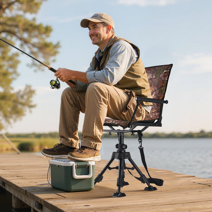VEVOR Hunting Chair, 360° Silent Swivel, Foldable Portable Blind Chair, Heavy-Duty Steel Frame Ground Stool Seat, with Armrests, Cover, Anti-Sink Feet, Height Adjustable, 350 Lbs Capacity for Camping - CGZDKDFSKCYTSR6TK001V0 - view 9