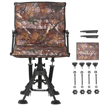VEVOR Hunting Chair, 360° Silent Swivel, Foldable Portable Blind Chair, Heavy-Duty Steel Frame Ground Stool Seat, with Armrests, Cover, Anti-Sink Feet, Height Adjustable, 350 Lbs Capacity for Camping - CGZDKDFSKCYTSR6TK001V0 - view 10
