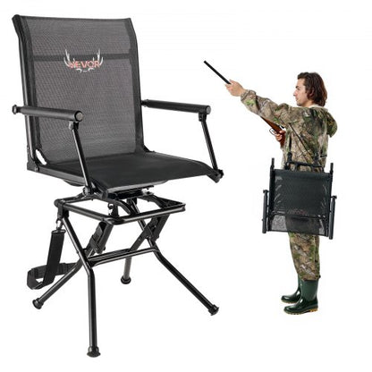 VEVOR Hunting Chair, 360° Silent Swivel, Foldable Lightweight Portable Blind Chair, Heavy-Duty Steel Frame Ground Stool Seat, with Armrest, Adjustable Carry Strap, 300 Lbs Capacity for Fishing Camping - CGZDKDFSTSLD5OT1O001V0 - view 2