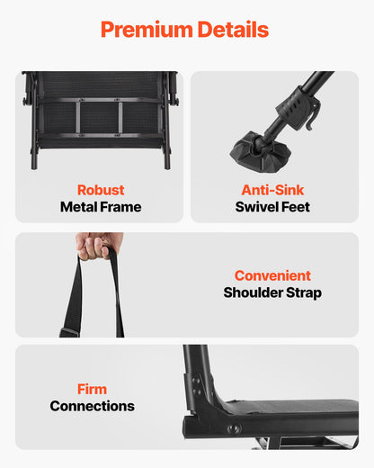 VEVOR Hunting Chair, 360° Silent Swivel, Foldable Portable Blind Chair, Heavy-Duty Steel Frame Ground Stool Seat,with Armrests, Anti-Sink Feet, Height Adjustable, 350 Lbs Capacity for Fishing Camping - CGZDKDFSTSLSEGJQP001V0 - view 6