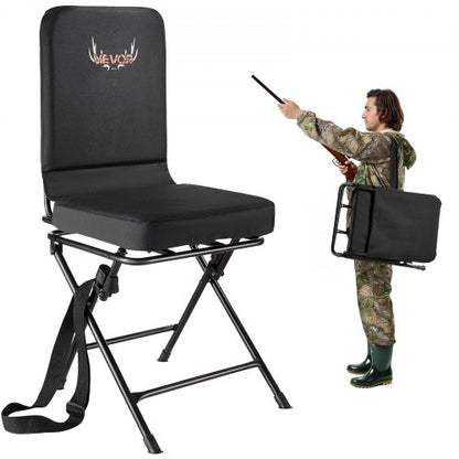 VEVOR Hunting Chair, 360° Silent Swivel, Foldable Lightweight Portable Blind Chair, Heavy-Duty Steel Frame Ground Stool Seat, with Adjustable Shoulder Strap, 300 Lbs Capacity for Fishing, Camping - CGZDKWFSRBKDQC3M7001V0 - view 2