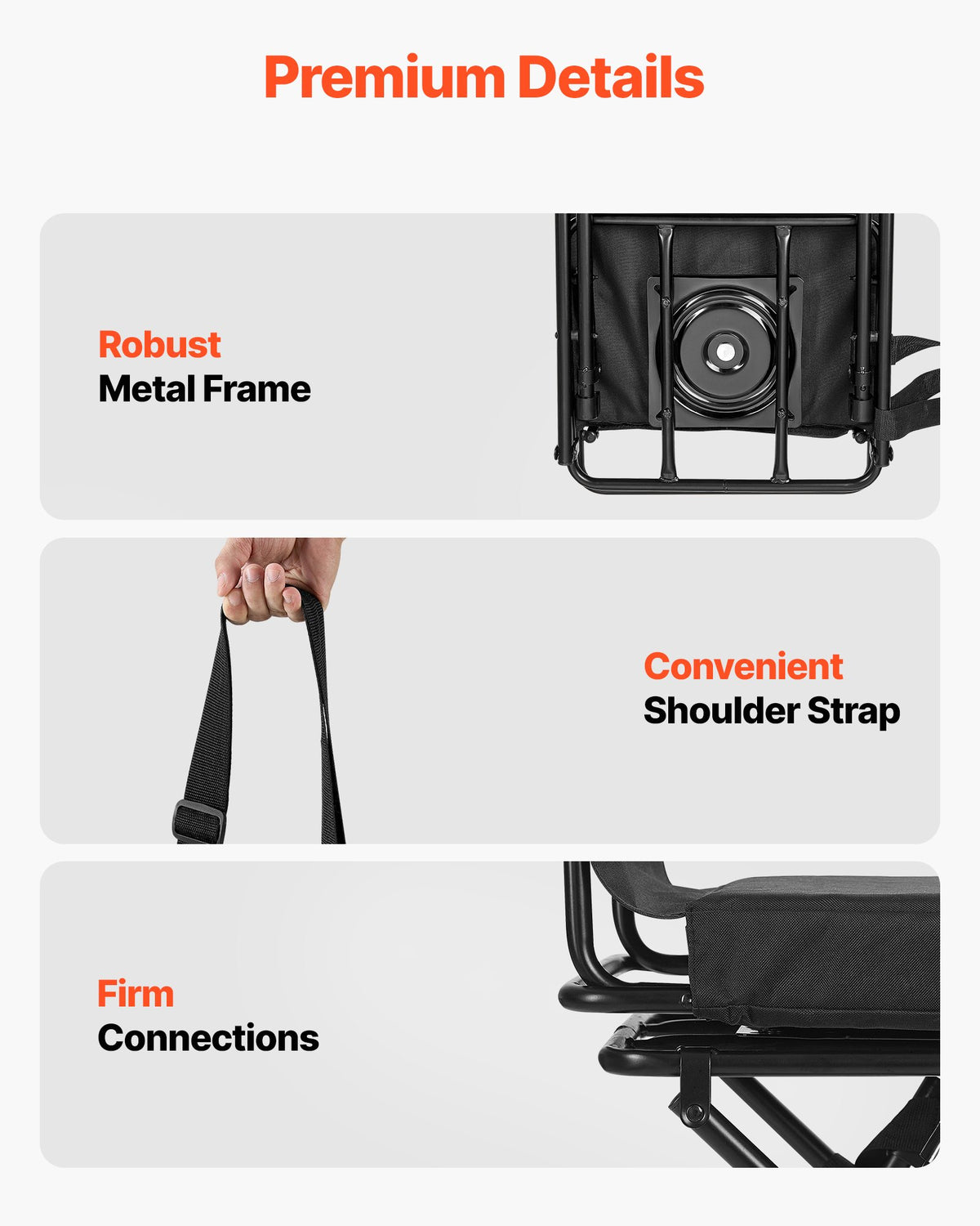 VEVOR Hunting Chair, 360° Silent Swivel, Foldable Lightweight Portable Blind Chair, Heavy-Duty Steel Frame Ground Stool Seat, with Adjustable Shoulder Strap, 300 Lbs Capacity for Fishing, Camping - CGZDKWFSRBKDQC3M7001V0 - view 5