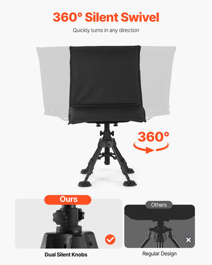 VEVOR Hunting Chair, 360° Silent Swivel, Foldable Portable Blind Chair, Heavy-Duty Steel Frame Ground Stool Seat,with Seat Cover, Anti-Sink Feet, Height Adjustable, 350 Lbs Capacity, for Fishing - CGZDKWFSSMZMOHCQF001V0 - view 4