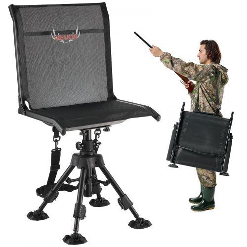 VEVOR Hunting Chair, 360° Silent Swivel, Foldable Portable Blind Chair, Heavy-Duty Steel Frame Ground Stool Seat with Anti-Sink Swivel Feet, Height Adjustable, 350 Lbs Capacity for Fishing Camping - CGZDKWFSTSLS1QCNY001V0 - view 2