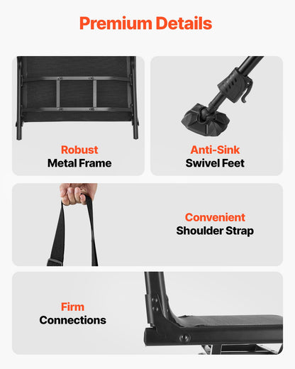 VEVOR Hunting Chair, 360° Silent Swivel, Foldable Portable Blind Chair, Heavy-Duty Steel Frame Ground Stool Seat with Anti-Sink Swivel Feet, Height Adjustable, 350 Lbs Capacity for Fishing Camping - CGZDKWFSTSLS1QCNY001V0 - view 6