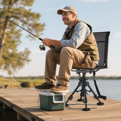 VEVOR Hunting Chair, 360° Silent Swivel, Foldable Portable Blind Chair, Heavy-Duty Steel Frame Ground Stool Seat with Anti-Sink Swivel Feet, Height Adjustable, 350 Lbs Capacity for Fishing Camping - CGZDKWFSTSLS1QCNY001V0 - view 9
