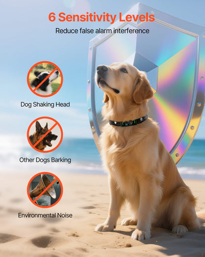 VEVOR Dog Bark Collar, Smart Bark Collar for Large Medium Small Dogs, IP67 Waterproof Rechargeable Anti-Bark Collars for Dogs, Dog Anti-Barking Device, 6 Adjustable Sensitivity Beep Vibration (Black) - CGZFXQSKZKDJ8Z0U0001V9 - view 4