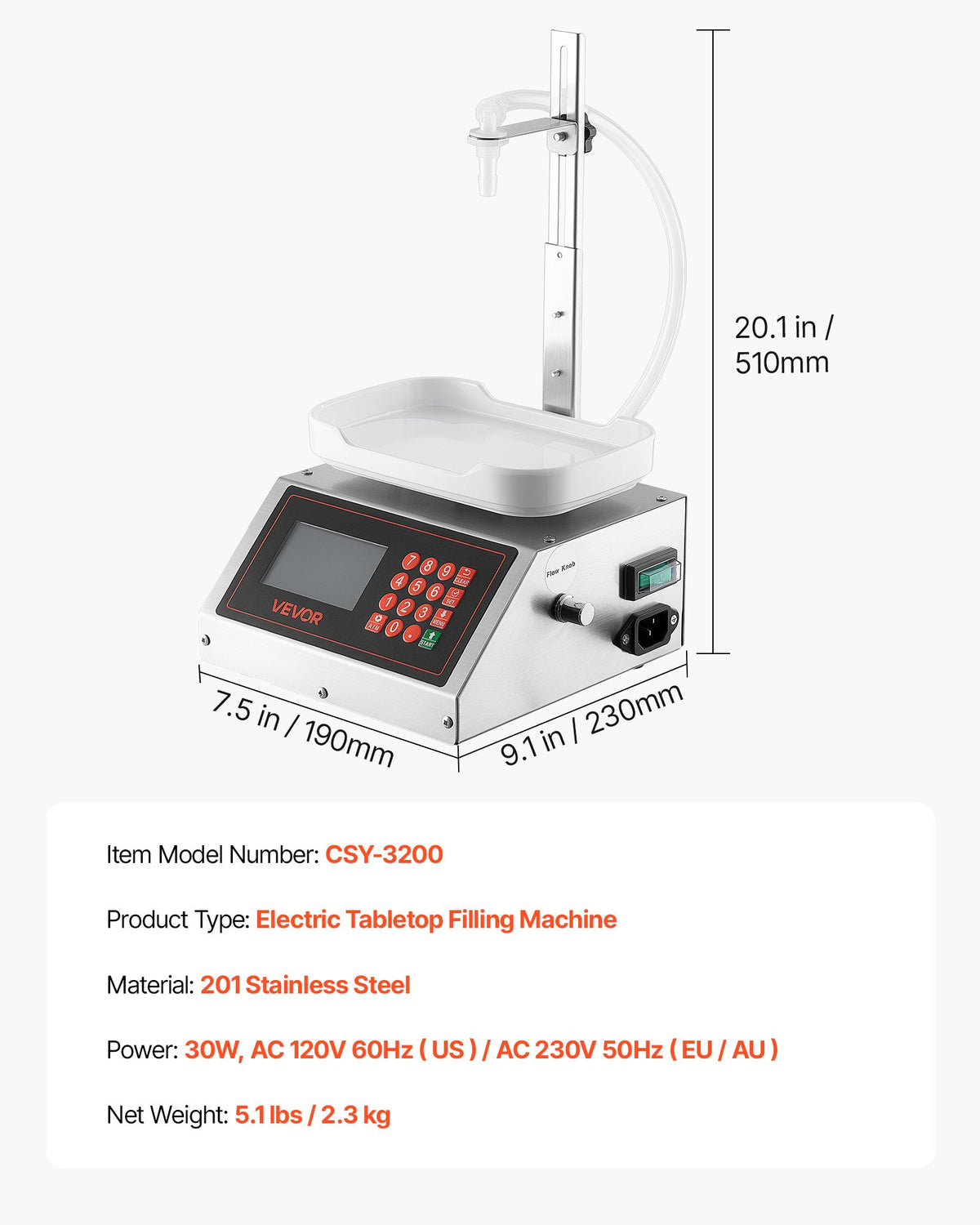 VEVOR Liquid Filling Machine, 10-1000g Recommend Automatic Bottle Filler, for Water, Detergent, Oil, Premium Stainless Steel Body, Digital Weighing, Adjustable Stand, Memory Presets, Easy to Operate - CGZTSDD3500M8FP2E001V1 - view 8