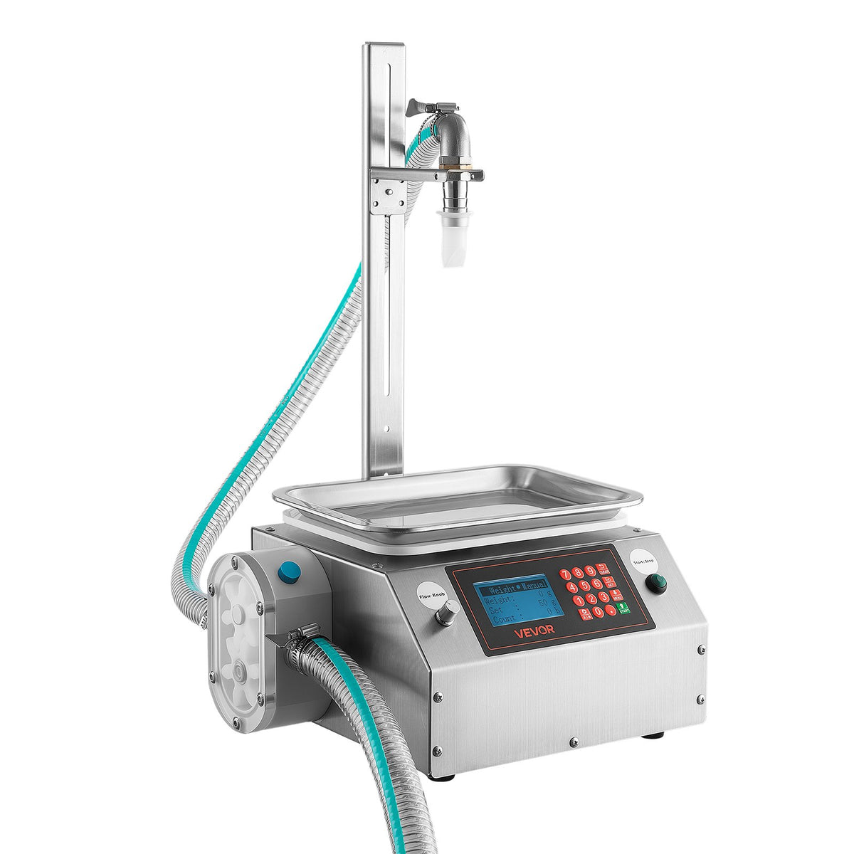 VEVOR Liquid Filling Machine, 20-5000g Recommend Automatic Bottle Filler, for Honey, Pear Syrup, Sesame Paste, Stainless Steel, Digital Weighing, Adjustable Stand, Memory Presets, Easy to Operate - CGZTSDD5000MUYRIH001V1 - view 1