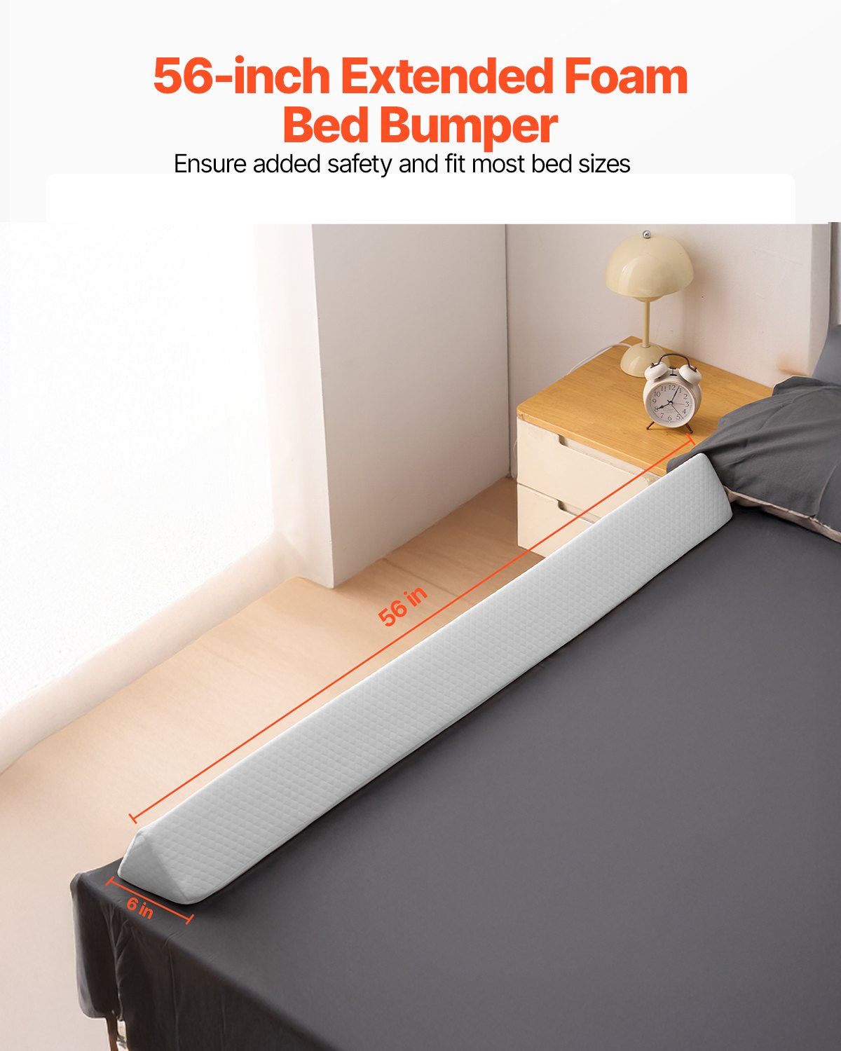 VEVOR Toddlers Bed Bumper, 56-inch Non-Slip Bed Rail Bumper, High-Rebound Foam Bedrail Guard for Toddlers with Machine-Washable Cover for Twin, Full, Queen & King Beds, Lightweight and Travel-Friendly - CHCQ1GZ56INC7H9IGV0 - view 3