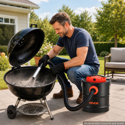 VEVOR Ash Vacuum 4 Gallon, 1200W Powerful Fireplace Cleaner Steel Body, for Fireplaces, Pellet Stoves, Wood Stoves, Fire Pits, Grills, Double Stage Filtration System, 4 FT Hose, Black & Orange - CHGJ4GAL12006T42O001V1 - view 9