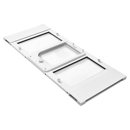 VEVOR Cat Door for Window, Adjustable to Fit Window Width 31"-36", 4 Secure Lock Modes, Aluminum Frame and High-Transparency Glass, Magnetic Closure, Weatherproof Quick-Fit Pet Door for Cats, White - CHMMZYSSK313HZ9S2001V0 - view 10
