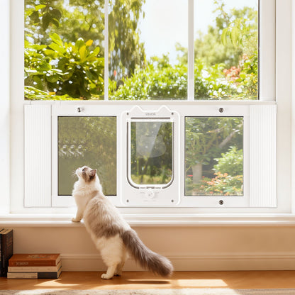 VEVOR Cat Door for Window, Adjustable to Fit Window Width 35"-40", 4 Secure Lock Modes, Aluminum Frame and High-Transparency Glass, Magnetic Closure, Weatherproof Quick-Fit Pet Door for Cats, White - CHMMZYSSK354BMYGM001V0 - view 9