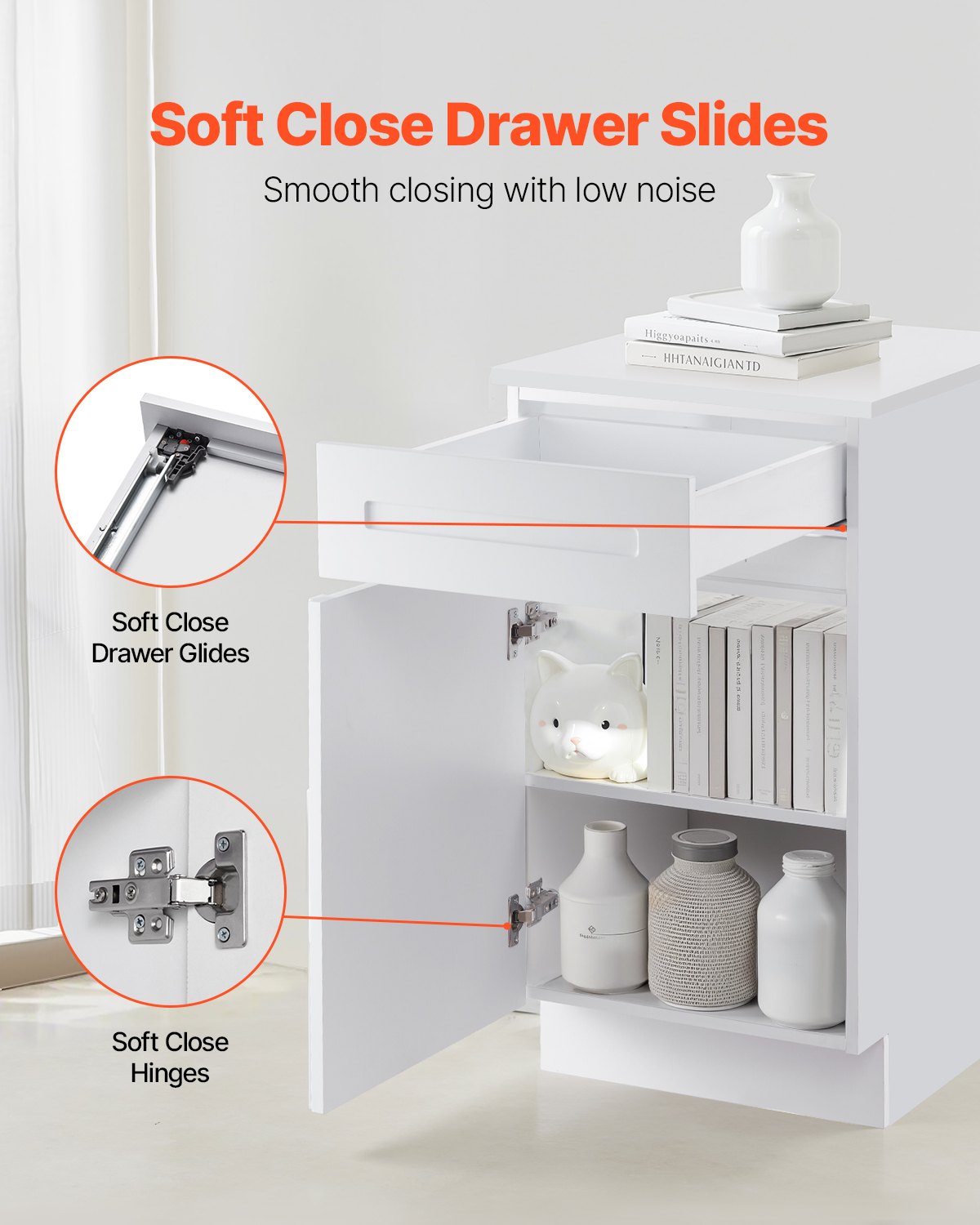 VEVOR White Shaker Base Cabinet with Drawer, 18-Inch Unassembled Drawer Base Cabinet, 18" W x 24" D x 34.5" H Ready to Assemble Cabinet with Soft-Close Door and Adjustable Shelf, for Home Office - CJDJCJDJ1C1MILIODV0 - view 4