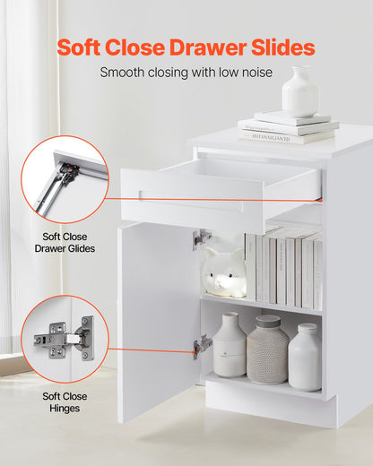 VEVOR White Shaker Base Cabinet with Drawer, 18-Inch Unassembled Drawer Base Cabinet, 18" W x 24" D x 34.5" H Ready to Assemble Cabinet with Soft-Close Door and Adjustable Shelf, for Home Office - CJDJCJDJ1C1MILIODV0 - view 4