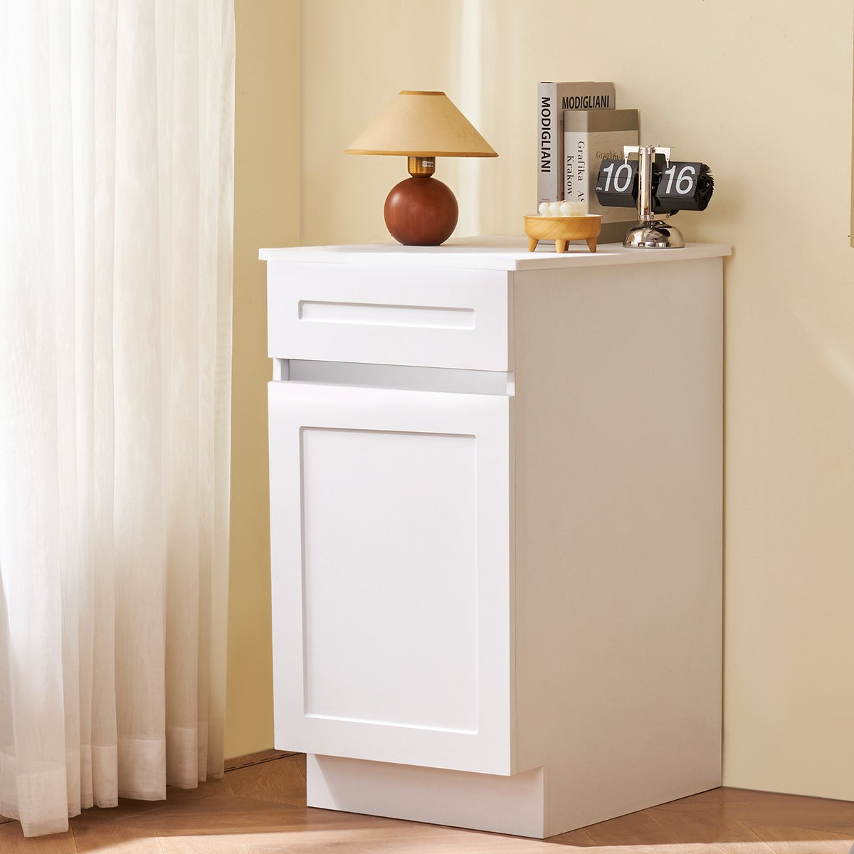 VEVOR White Shaker Base Cabinet with Drawer, 18-Inch Unassembled Drawer Base Cabinet, 18" W x 24" D x 34.5" H Ready to Assemble Cabinet with Soft-Close Door and Adjustable Shelf, for Home Office - CJDJCJDJ1C1MILIODV0 - view 9