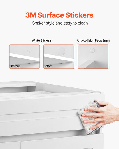 VEVOR White Shaker Base Cabinet with Drawer, 30-Inch Unassembled Drawer Base Cabinet, 30" W x 24" D x 34.5" H Ready to Assemble Cabinet with Soft-Close Doors and Adjustable Shelf, for Home Office - CJDJCJDJ1C2M35FDRV0 - view 5