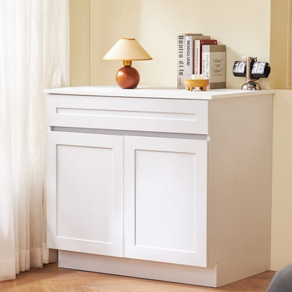 VEVOR White Shaker Base Cabinet with Drawer, 30-Inch Unassembled Drawer Base Cabinet, 30" W x 24" D x 34.5" H Ready to Assemble Cabinet with Soft-Close Doors and Adjustable Shelf, for Home Office - CJDJCJDJ1C2M35FDRV0 - view 9