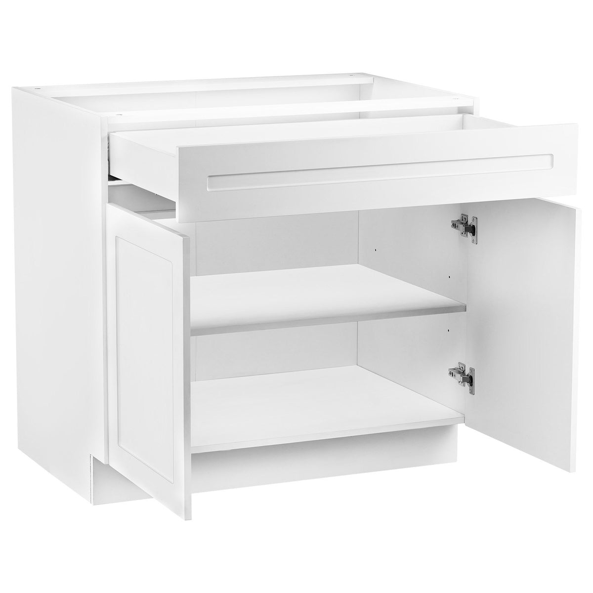 VEVOR White Shaker Base Cabinet with Drawer, 30-Inch Unassembled Drawer Base Cabinet, 30" W x 24" D x 34.5" H Ready to Assemble Cabinet with Soft-Close Doors and Adjustable Shelf, for Home Office - CJDJCJDJ1C2M35FDRV0 - view 10