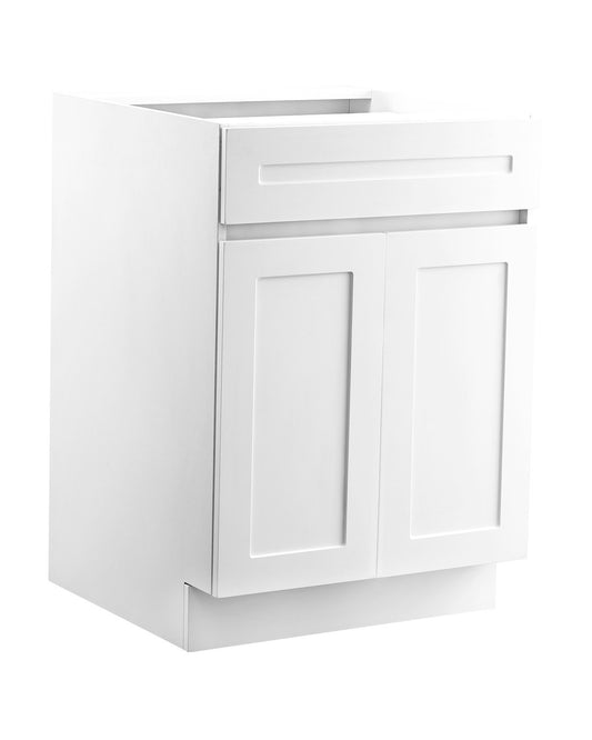 VEVOR White Shaker Base Cabinet with Drawer, 24-Inch Unassembled Drawer Base Cabinet, 24" W x 24" D x 34.5" H Ready to Assemble Cabinet with Soft-Close Doors and Adjustable Shelf, for Home Office - CJDJCJDJ1C2M8GMH3V0 - view 1