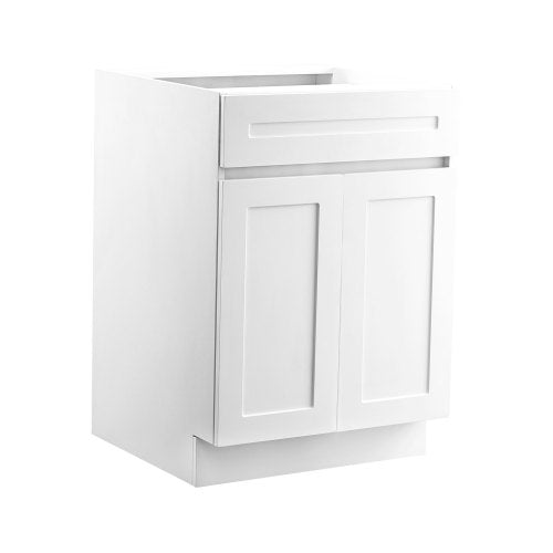 VEVOR White Shaker Base Cabinet with Drawer, 24-Inch Unassembled Drawer Base Cabinet, 24" W x 24" D x 34.5" H Ready to Assemble Cabinet with Soft-Close Doors and Adjustable Shelf, for Home Office - CJDJCJDJ1C2M8GMH3V0 - view 2