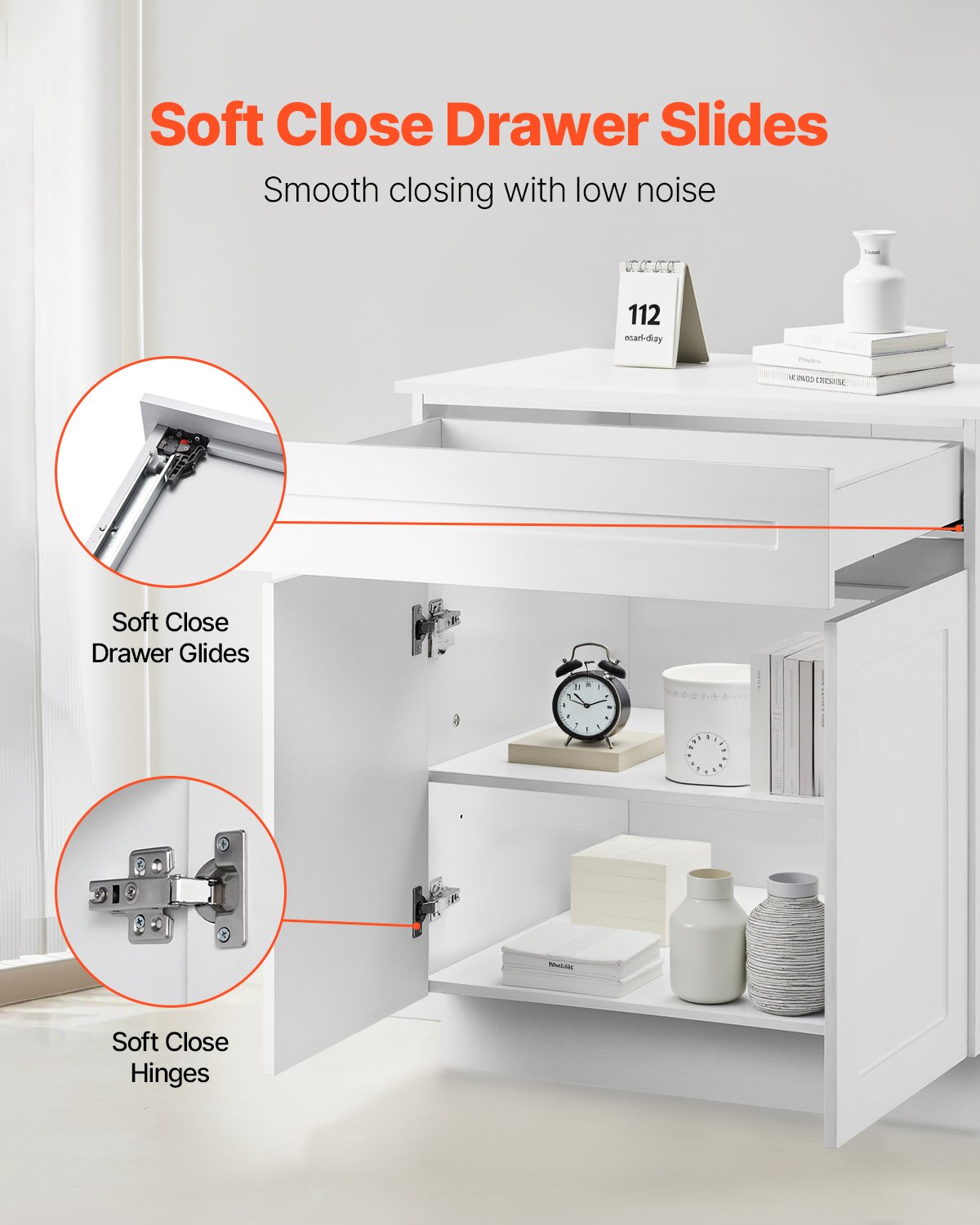 VEVOR White Shaker Base Cabinet with Drawer, 36-Inch Unassembled Drawer Base Cabinet, 36" W x 24" D x 34.5" H Ready to Assemble Cabinet with Soft-Close Doors and Adjustable Shelf, for Home Office - CJDJCJDJ1C2MIUY5PV0 - view 4