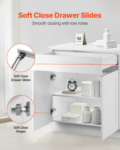 VEVOR White Shaker Base Cabinet with Drawer, 36-Inch Unassembled Drawer Base Cabinet, 36" W x 24" D x 34.5" H Ready to Assemble Cabinet with Soft-Close Doors and Adjustable Shelf, for Home Office - CJDJCJDJ1C2MIUY5PV0 - view 4